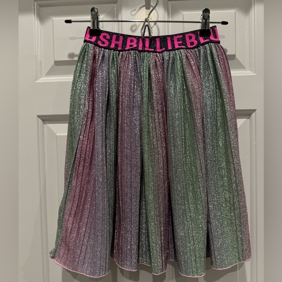 Billieblush skirt metallic pleated multicolor shimmer girl size 10 rainbow NWOT - Picture 5 of 9